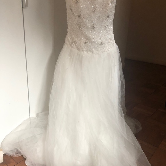 David’s Bridal Jewel Wedding Dress Sz 10 - Picture 9 of 15